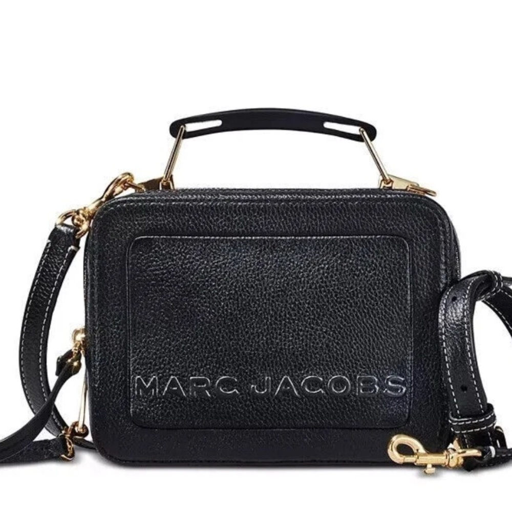Marc Jacobs The Box 20 Leather Double Zip Crossbody Bag BLACK / Gold Hardw NWOT